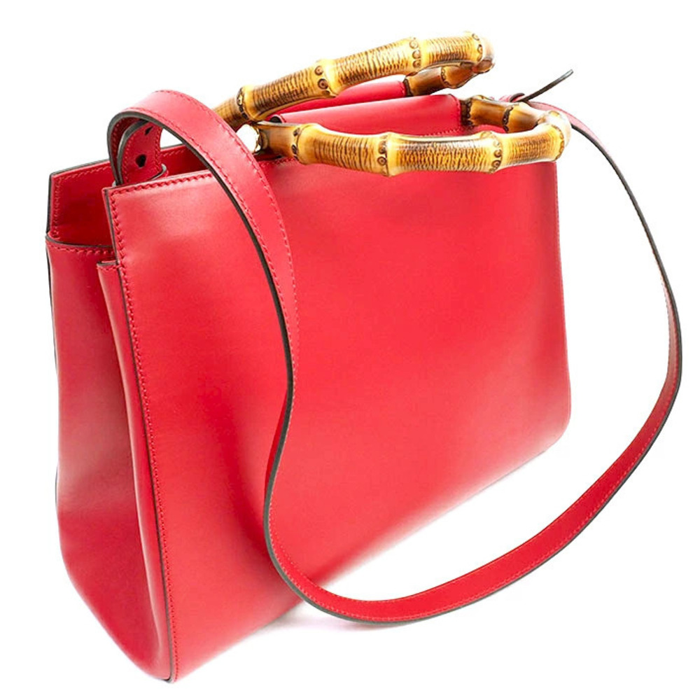 Gucci Shoulder Handle Red Strap Top Bamboo Bag